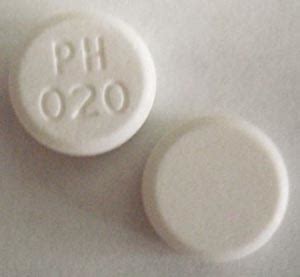 Enter the imprint code that appears on the pill. . Ph 020 white pill